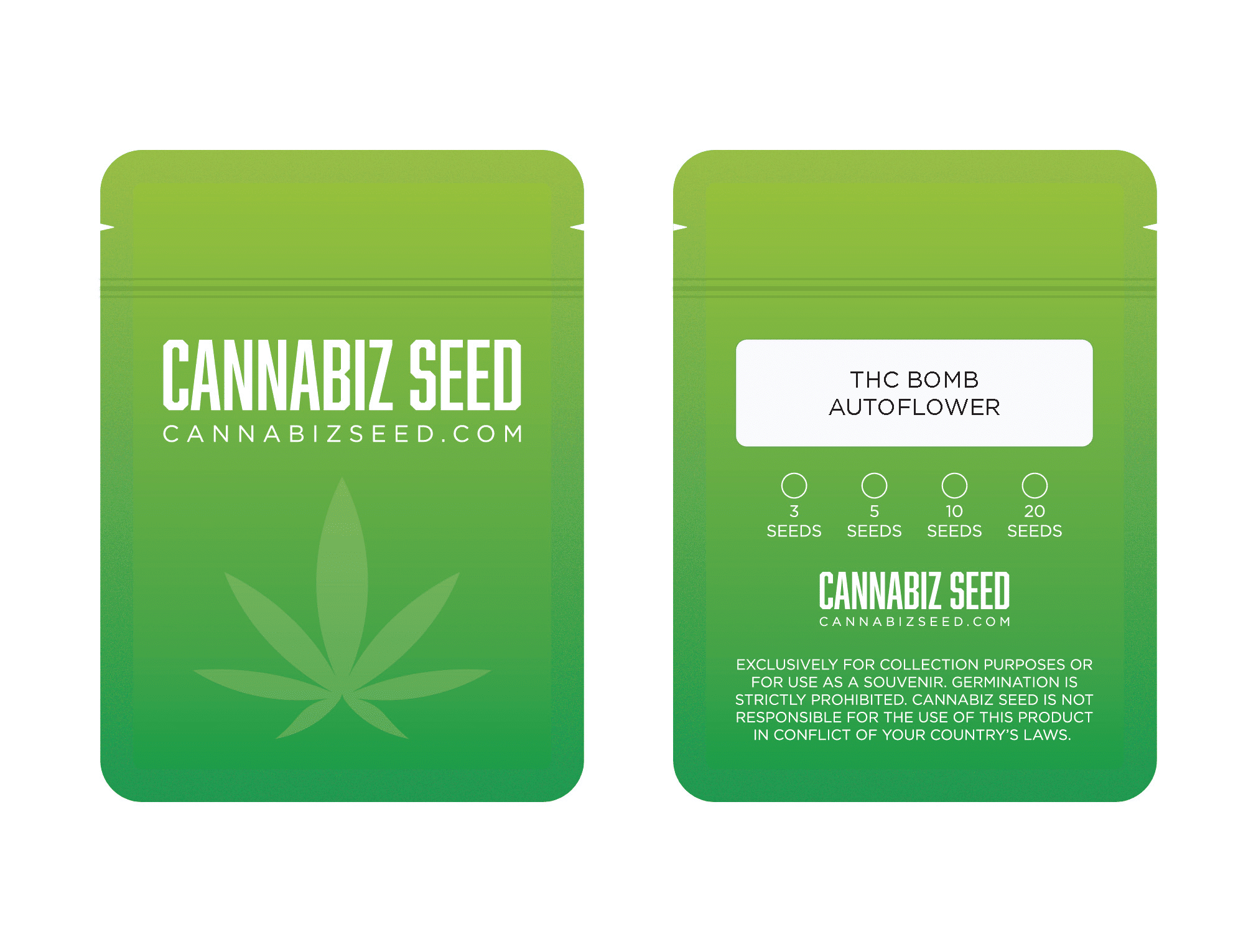 THC Bomb Autoflower Seeds Packaging | Cannabiz Seed THC Bomb Autoflower Seeds Packaging