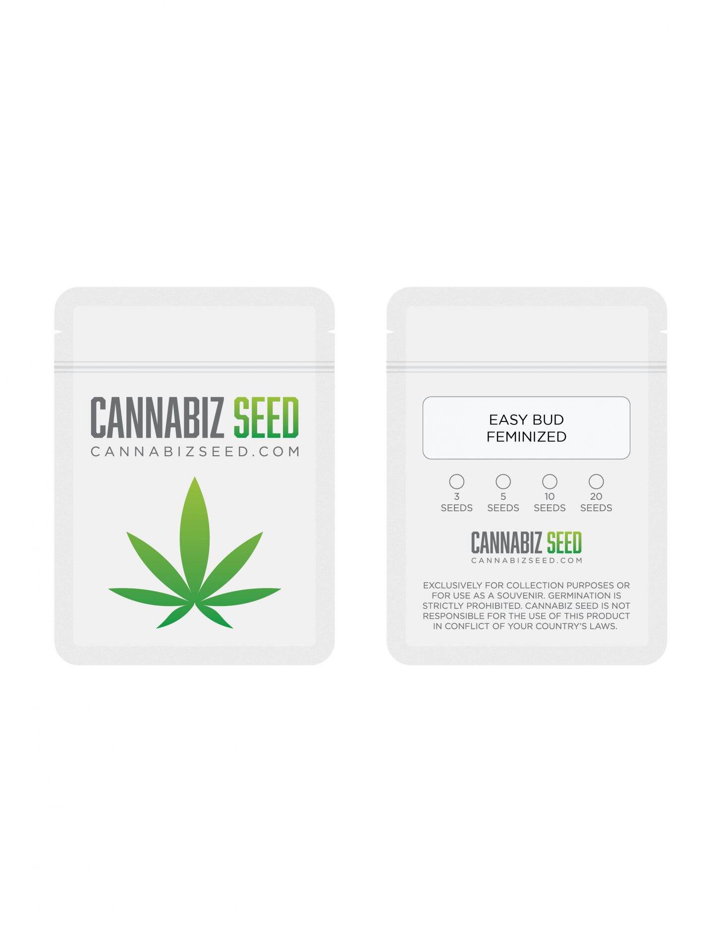 Easy Bud Feminized Cannabis Seeds Packaging | Cannabiz Seed Confezione dei semi di cannabis femminizzati Easy Bud