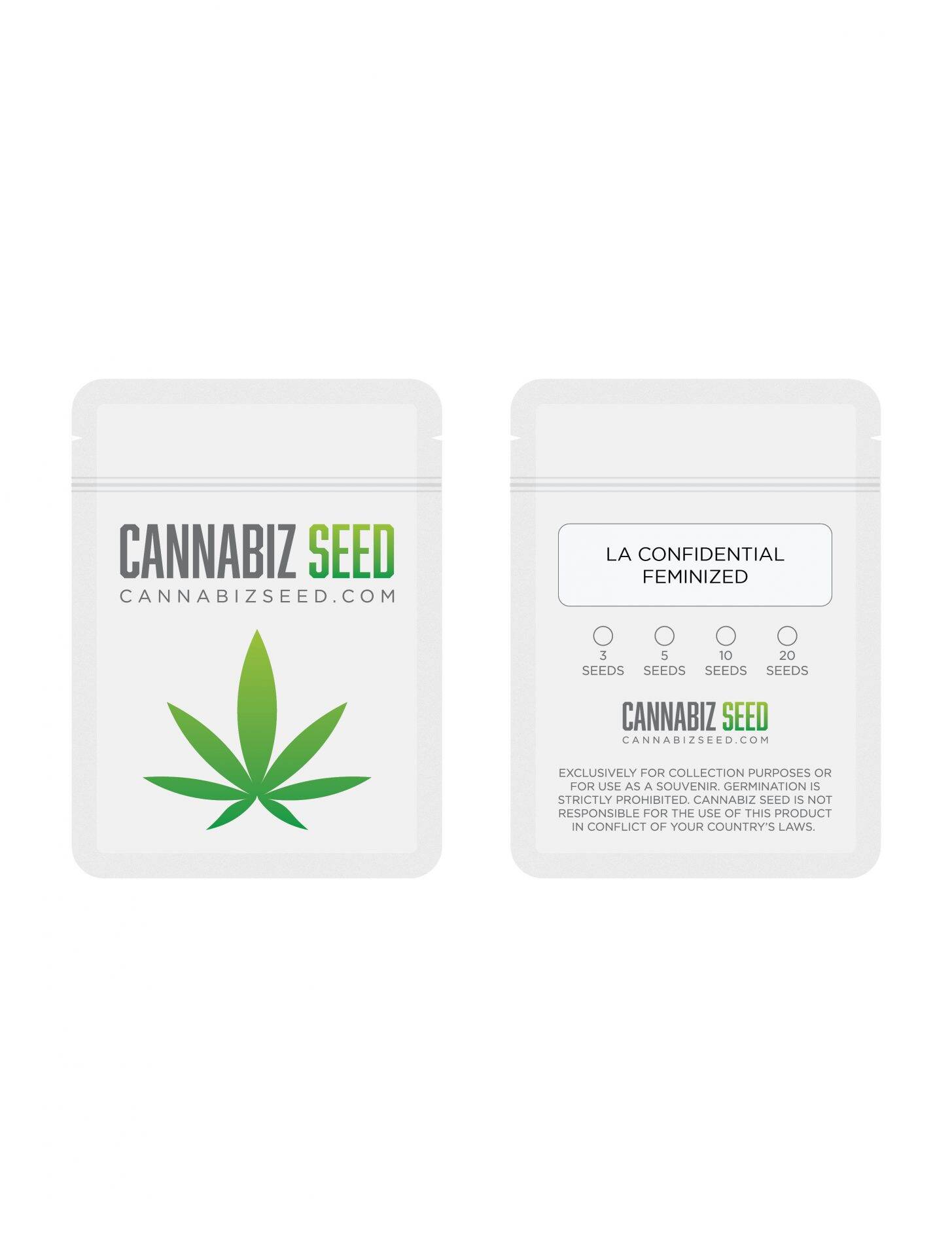 LA Confidential Feminized Cannabis Seeds Packaging | Cannabiz Seed LA Confidential Feminized Cannabis Seeds Packaging