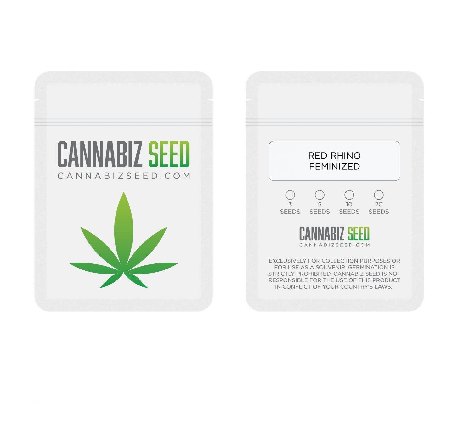 Red Rhino Feminized Cannabis Seeds Packaging | Cannabiz Seed Red Rhino Feminized Cannabis Seeds Packaging