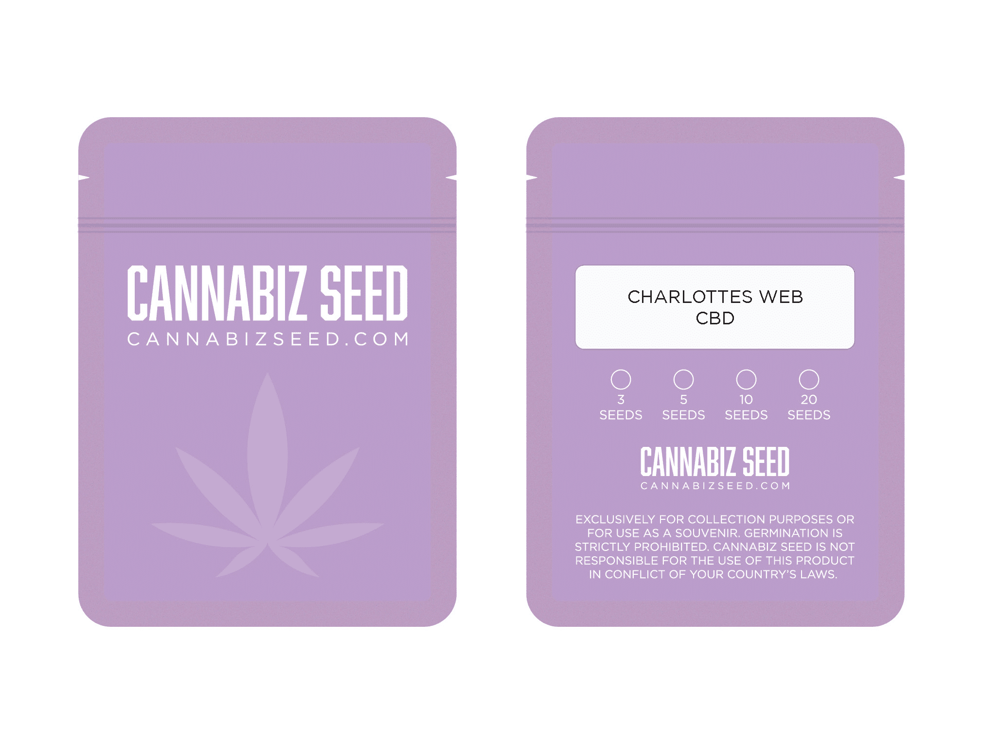 Charlottes Web CBD Seeds Packaging | Cannabiz Seed Charlottes Web CBD Seeds Packaging